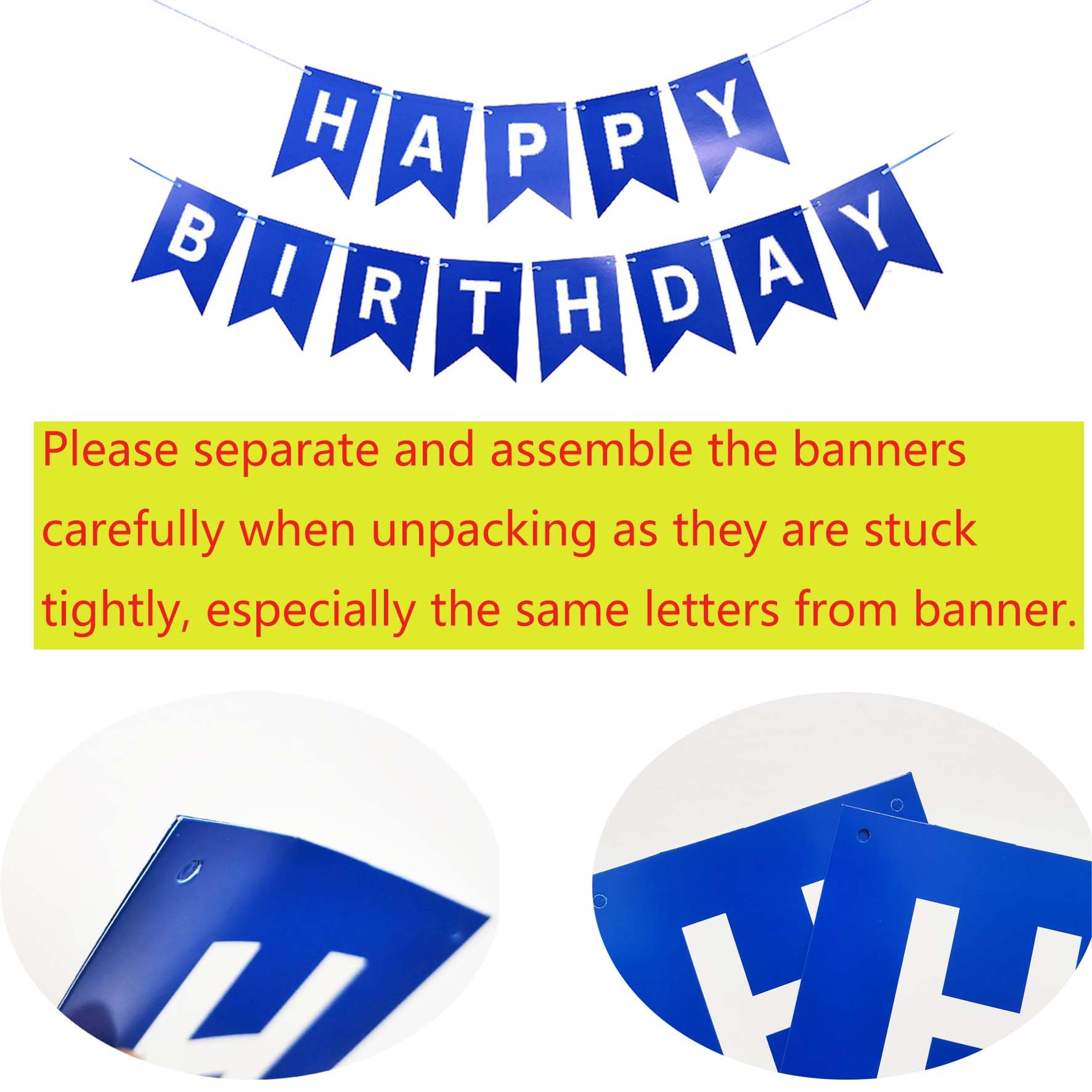 24th Birthday Party Decorations Kit - Blue & Gold Banner, Foil Number 24, Confetti Balloons for Men or Women