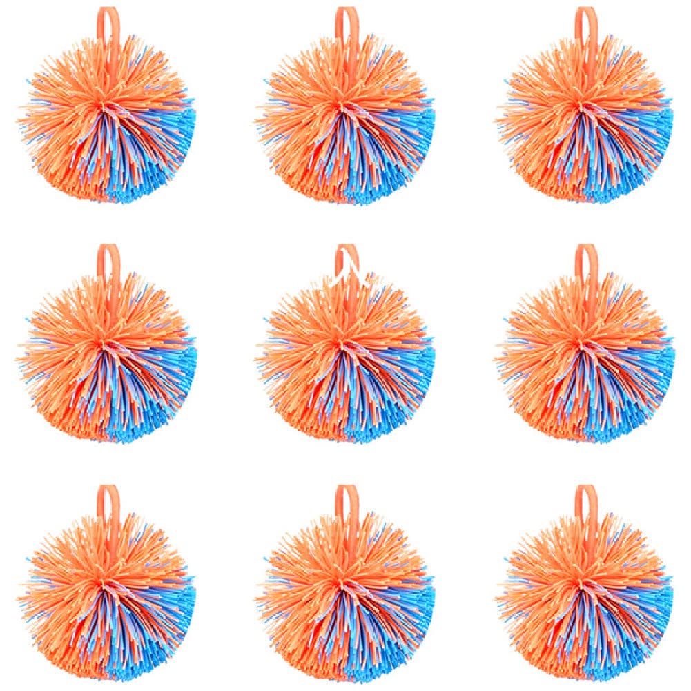 2.5 Inch Mini Rubber String Ball Assorted Bulk 9-Pack - Sensory Fidget Toy, Stress Ball, Bouncy Ball for Kids and Adults