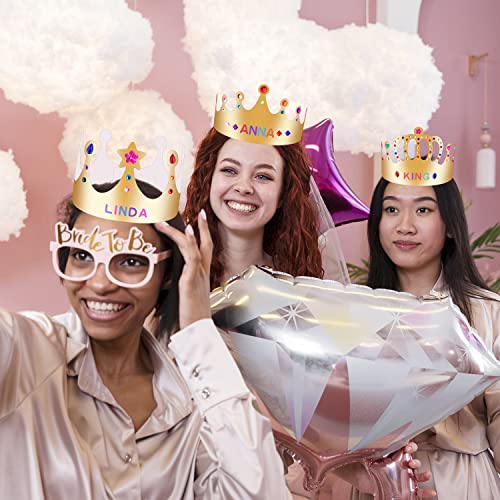 25-Pack Gold Paper Crowns DIY Decorating Kit for Birthdays, Parties, and Classrooms