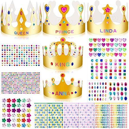 25-Pack Gold Paper Crowns DIY Decorating Kit for Birthdays, Parties, and Classrooms