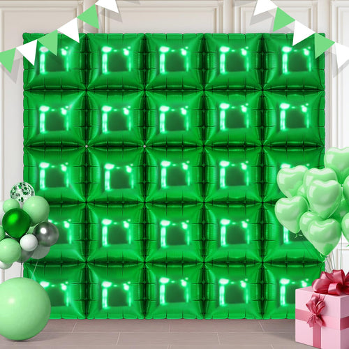 25 Pack Shamrock Green Square Foil Balloons – Metallic Party Decor for St. Patrick's Day, Graduation & More