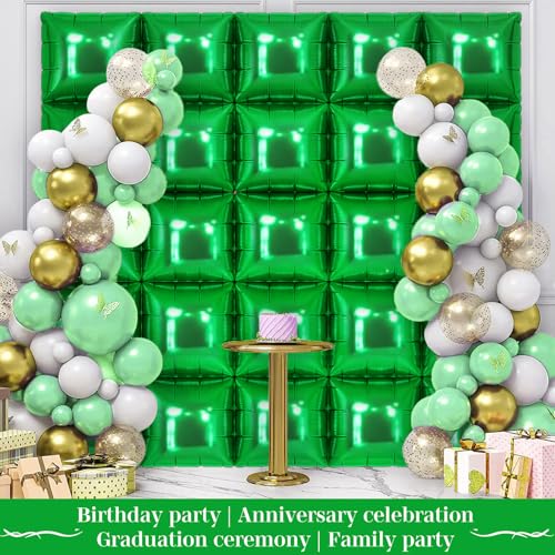 25 Pack Shamrock Green Square Foil Balloons – Metallic Party Decor for St. Patrick's Day, Graduation & More