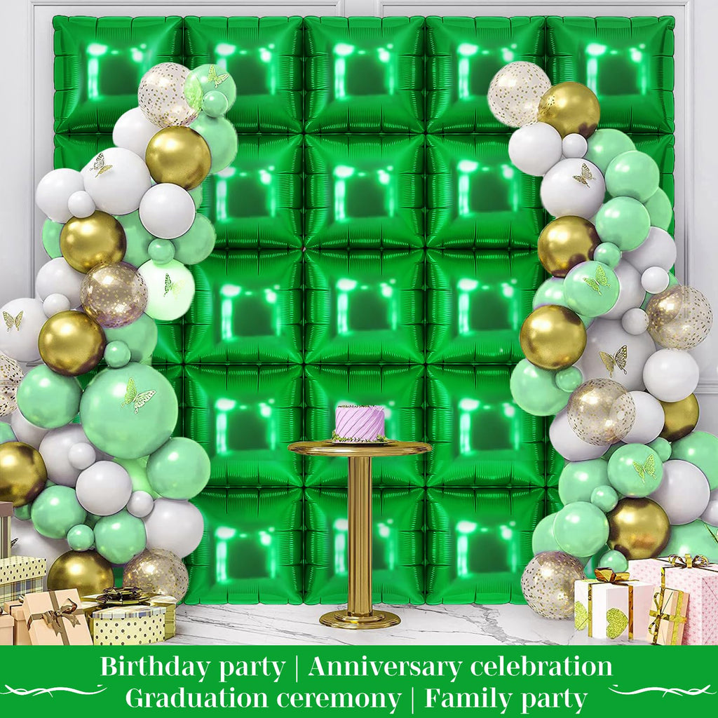 25 Pack Shamrock Green Square Foil Balloons – Metallic Party Decor for St. Patrick's Day, Graduation & More