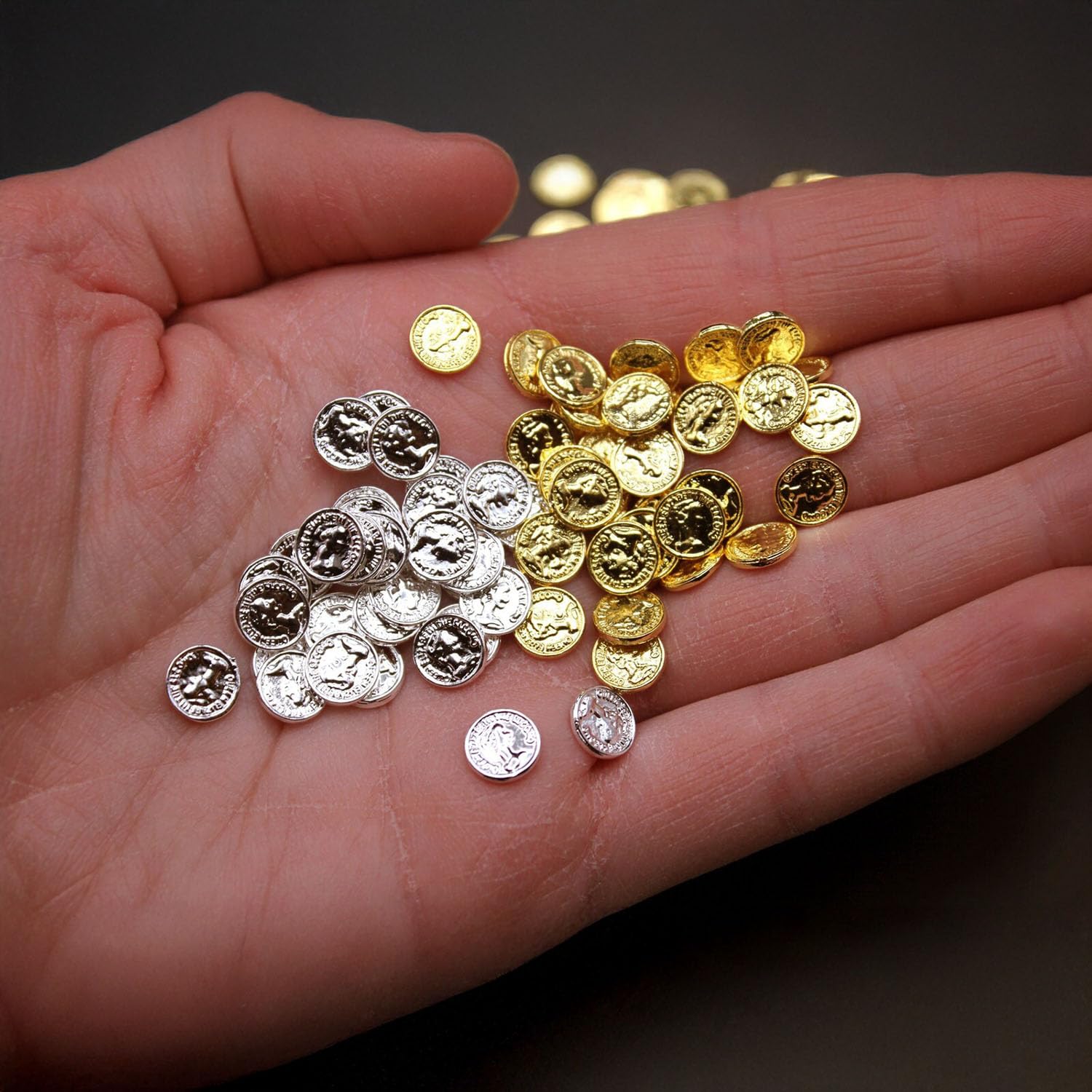 25 Pcs Miniature Gold Coins – 1:6 Scale Metal Alloy for Dollhouse, Pirate Treasure, St. Patrick's Day