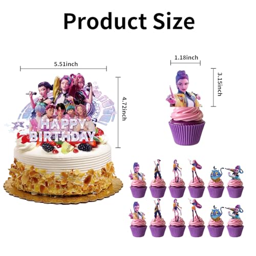 25-Piece Cartoon Cake Toppers Set – Happy Birthday Decoration with 24 Cupcake Picks