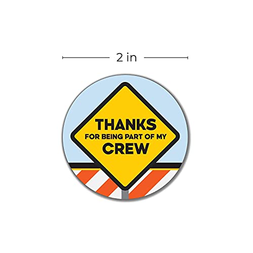 250 Construction Birthday Stickers – 2 Inch Round, 8 Truck Designs, Permanent Adhesive