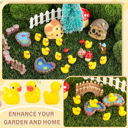 250 Mini Resin Ducks – Tiny Plastic Duck Charms for Dollhouse, Garden, Hide & Seek