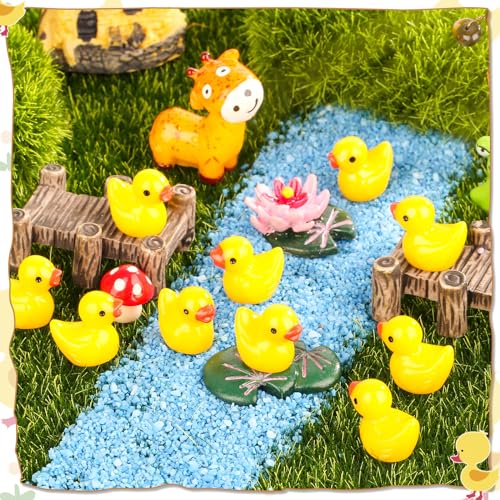 250 Mini Resin Ducks – Tiny Plastic Duck Charms for Dollhouse, Garden, Hide & Seek