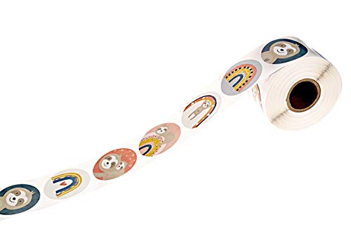 250 Whimsical Happy Rainbow Sloth Stickers – 1.5" Cheerful Animal Labels for Classroom Rewards, Envelope Seals & Gifts