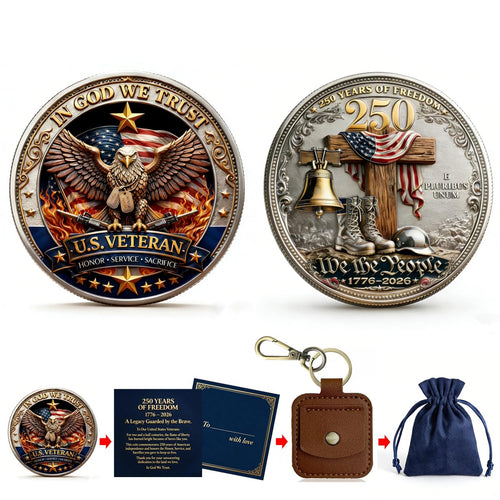 250 Years of Freedom Commemorative Coin – High Relief 3D Veteran Tribute Challenge Coin (1 Piece)