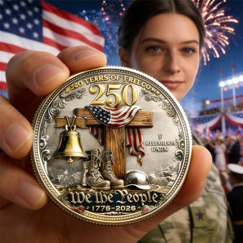 250 Years of Freedom Commemorative Coin – High Relief 3D Veteran Tribute Challenge Coin (1 Piece)