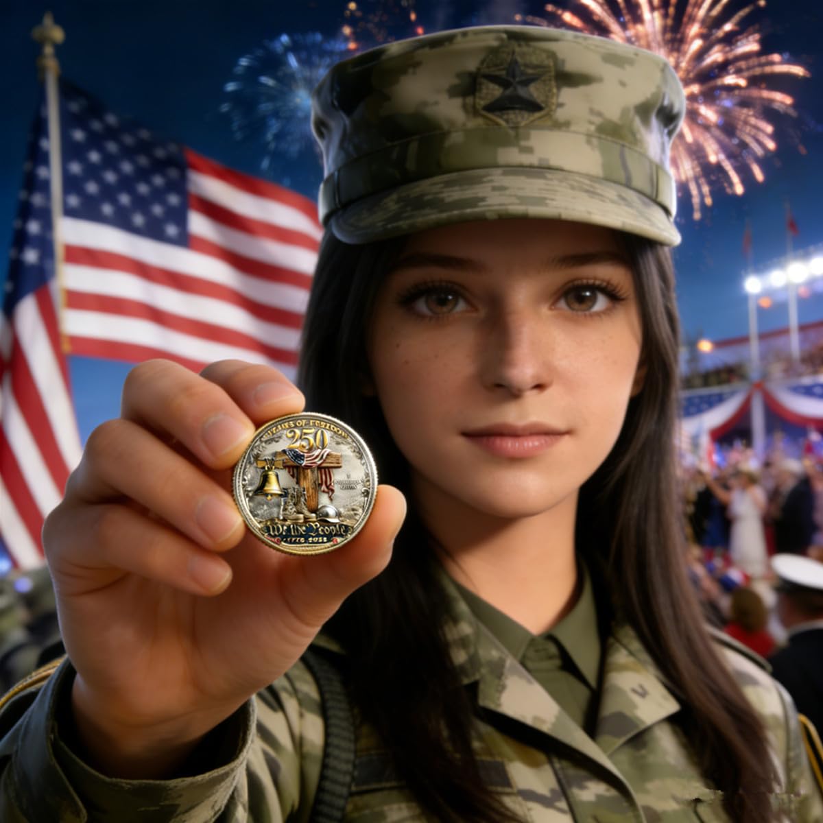 250 Years of Freedom Commemorative Coin – High Relief 3D Veteran Tribute Challenge Coin (1 Piece)