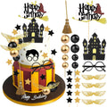 26-Piece Wizard Birthday Cake Topper Set with Castle, Stars, Glasses and Broom