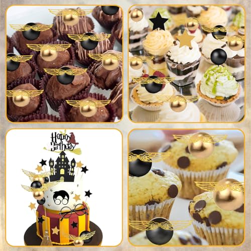 26-Piece Wizard Birthday Cake Topper Set with Castle, Stars, Glasses and Broom