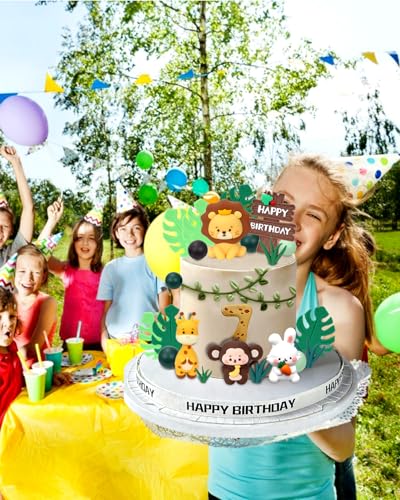 27pcs Safari Animal Cake Topper Set – Tiaforza Reusable Silicone Jungle Decorations for Wild One Birthday, Baby Shower, and Zoo Parties