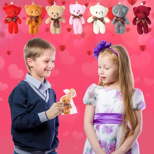 28 Mini Plush Bear Valentine's Cards with Keychains – Classroom Exchange & Party Favors by FunsLane