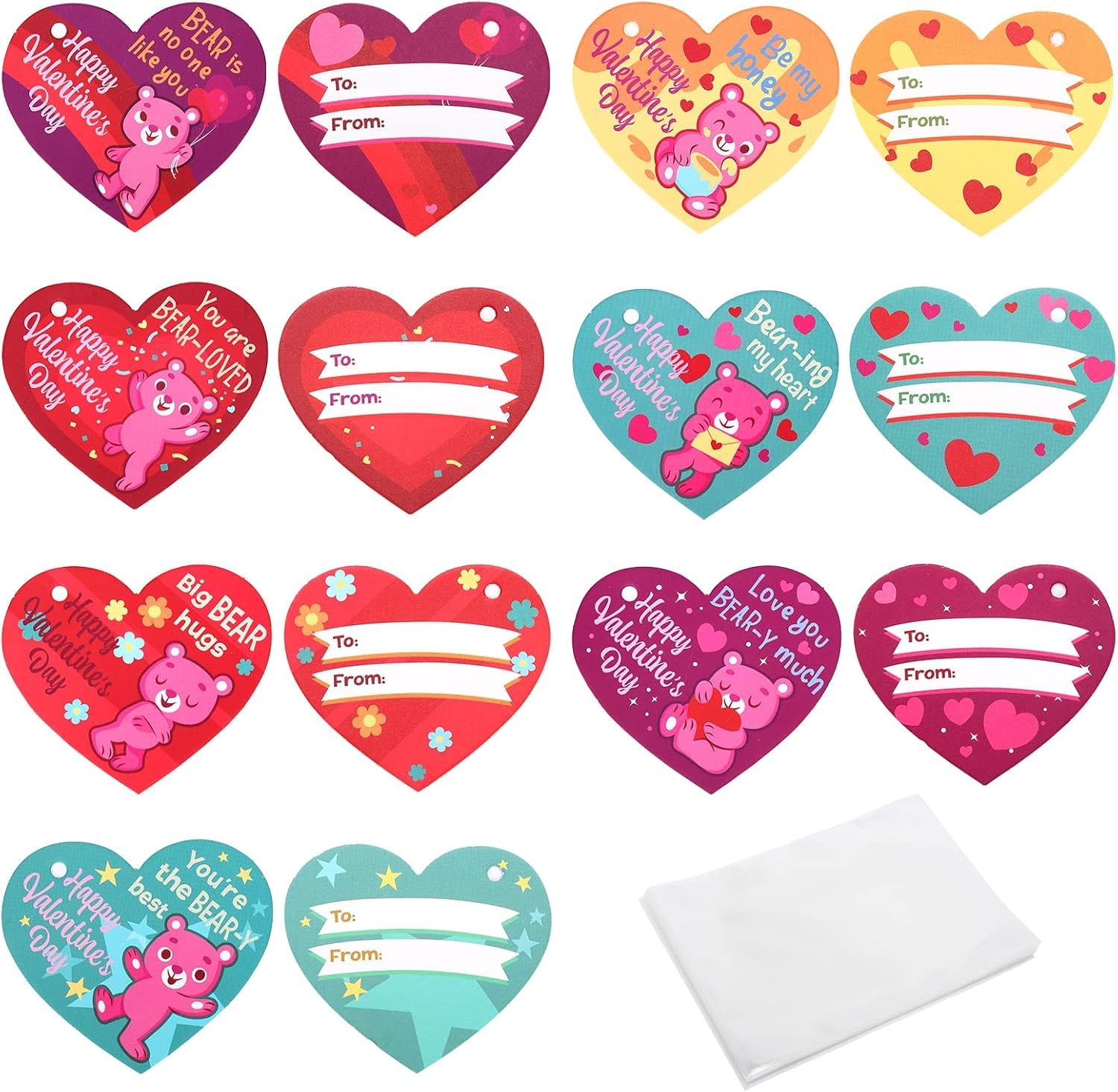28 Mini Plush Bear Valentine's Cards with Keychains – Classroom Exchange & Party Favors by FunsLane