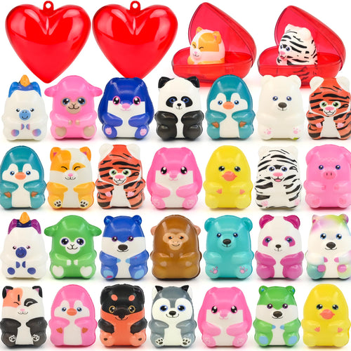 28 Pack Slow Rising Animal Squishy Toys with Storage Cases - Birthday Party Favors, Classroom Prizes, Stress Relief