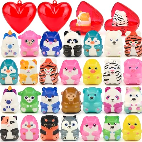 28 Pack Slow Rising Animal Squishy Toys with Storage Cases - Birthday Party Favors, Classroom Prizes, Stress Relief