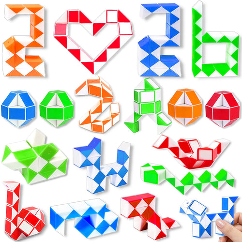 28 Pack Snake Twist Puzzle Toys for Easter Basket Stuffers, Fidget Toys for Teens Kids, BPA-Free Stress Relief Party Favors