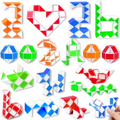 28 Pack Snake Twist Puzzle Toys for Easter Basket Stuffers, Fidget Toys for Teens Kids, BPA-Free Stress Relief Party Favors
