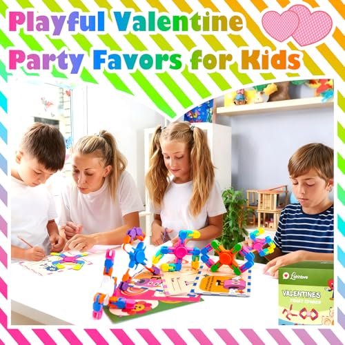 28 Pack Transformable Fidget Spinner Chains for Kids Valentine's Day Classroom Gifts with Cards