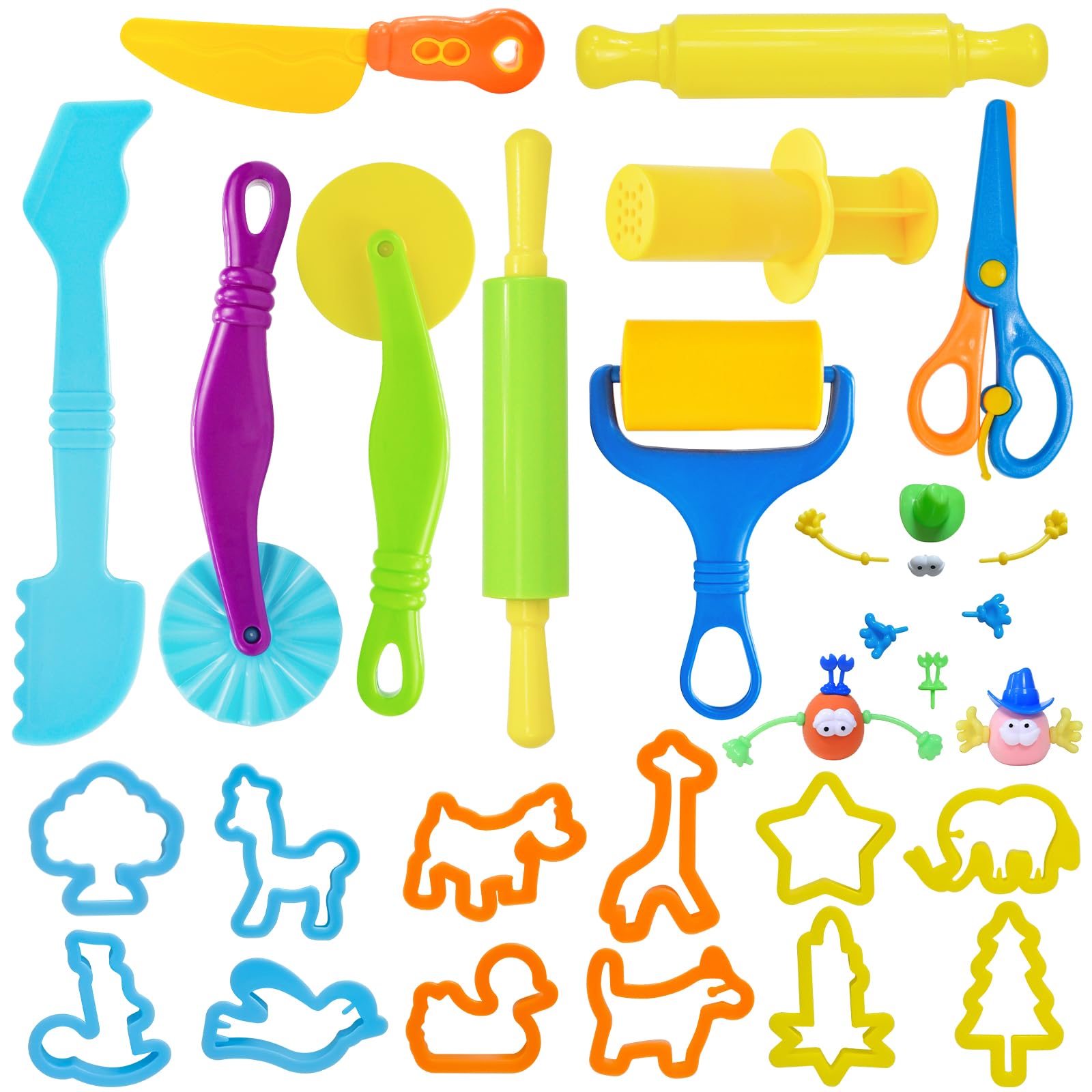 28-Piece Dough Tool Set for Kids – Includes Cutters, Roller, Rolling Pins, Safety Scissors & Plastic Knife