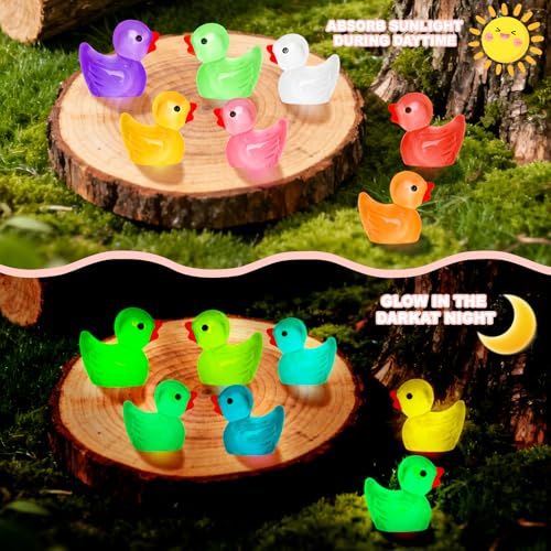 280 Glow-in-the-Dark Mini Resin Ducks - 18 Colors, 0.5 Inch Tiny Ducks for DIY Crafts and Party Favors