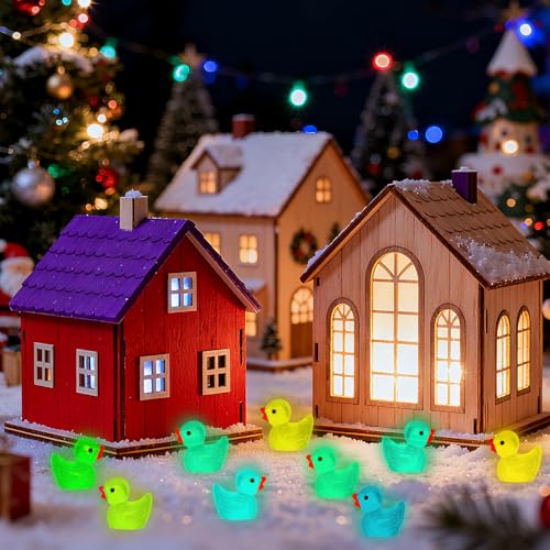 280 Glow-in-the-Dark Mini Resin Ducks - 18 Colors, 0.5 Inch Tiny Ducks for DIY Crafts and Party Favors