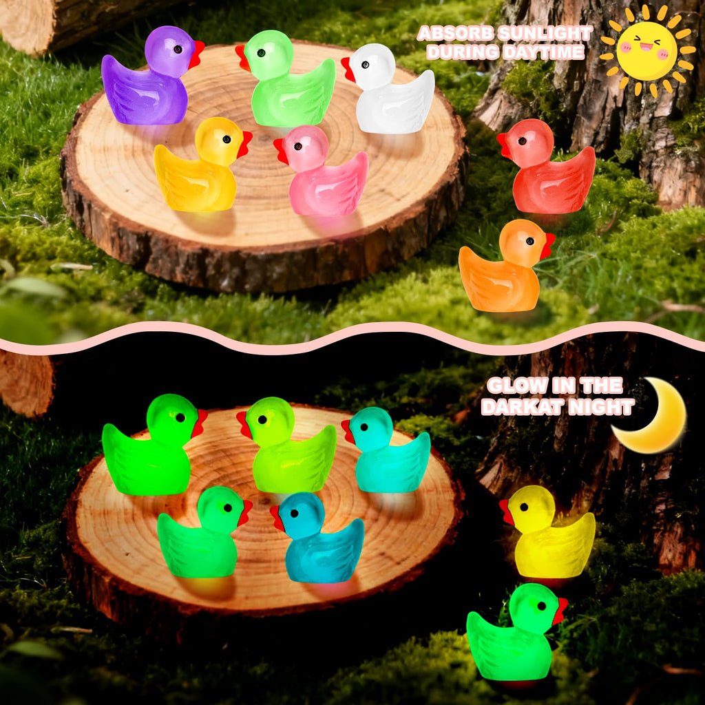 280 Glow-in-the-Dark Mini Resin Ducks - 18 Colors, 0.5 Inch Tiny Ducks for DIY Crafts and Party Favors