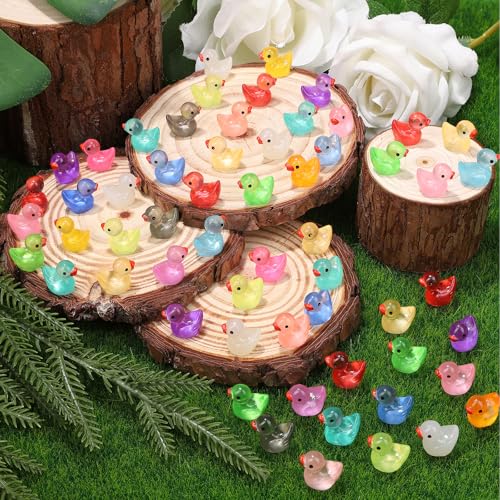 280 Glow-in-the-Dark Mini Resin Ducks - 18 Colors, 0.5 Inch Tiny Ducks for DIY Crafts and Party Favors