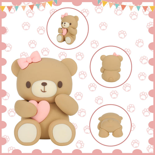 29-Piece Bear Cake Topper Set with BABY Letters and Foam Balls - Pink Gold White Baby Shower Cake Decorations