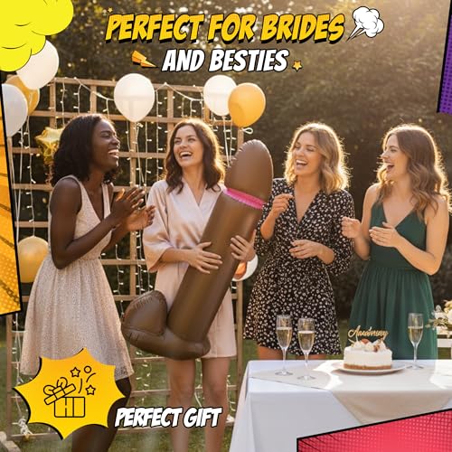 3 FT Black Inflatable Buddy Gag Toy for Bachelorette Parties – Giant Blow Up Willy Party Prop by RODMONT