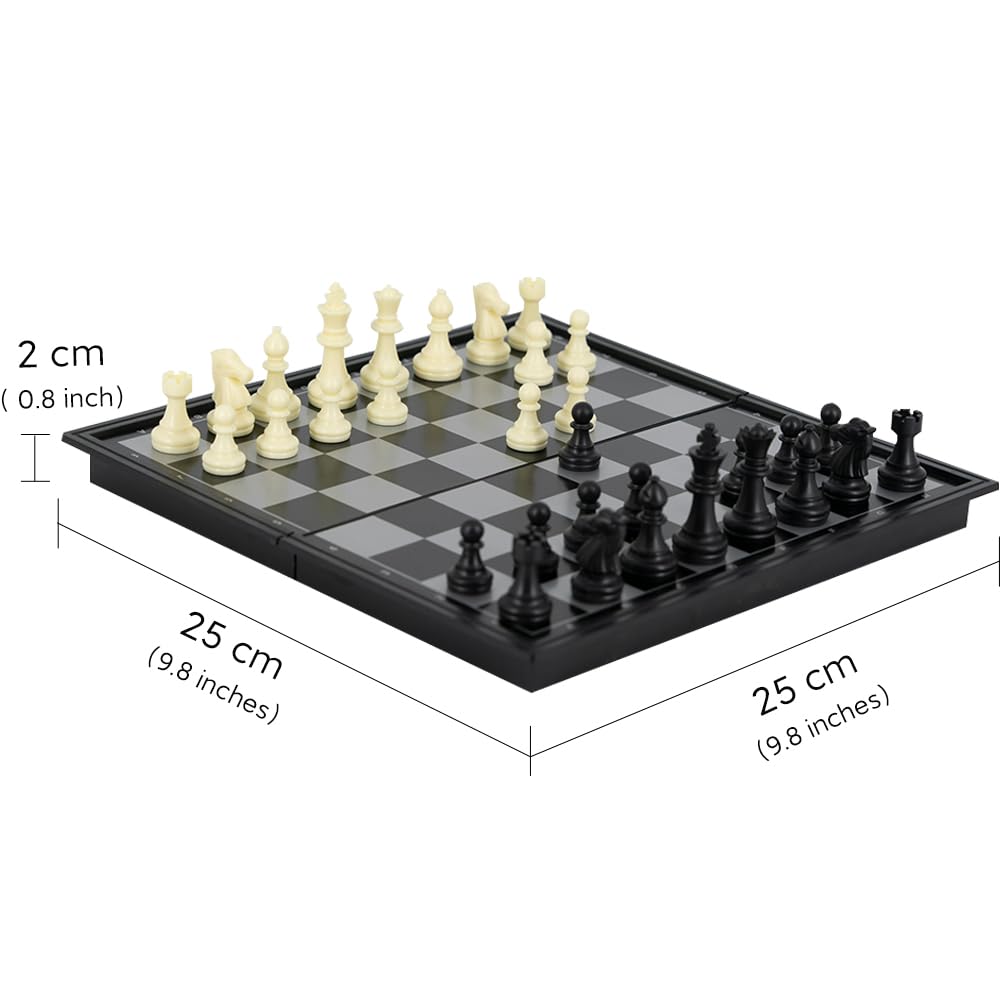 3-in-1 Magnetic Chess Set Travel Board Game – Checkers & Backgammon, Folding 10" Board