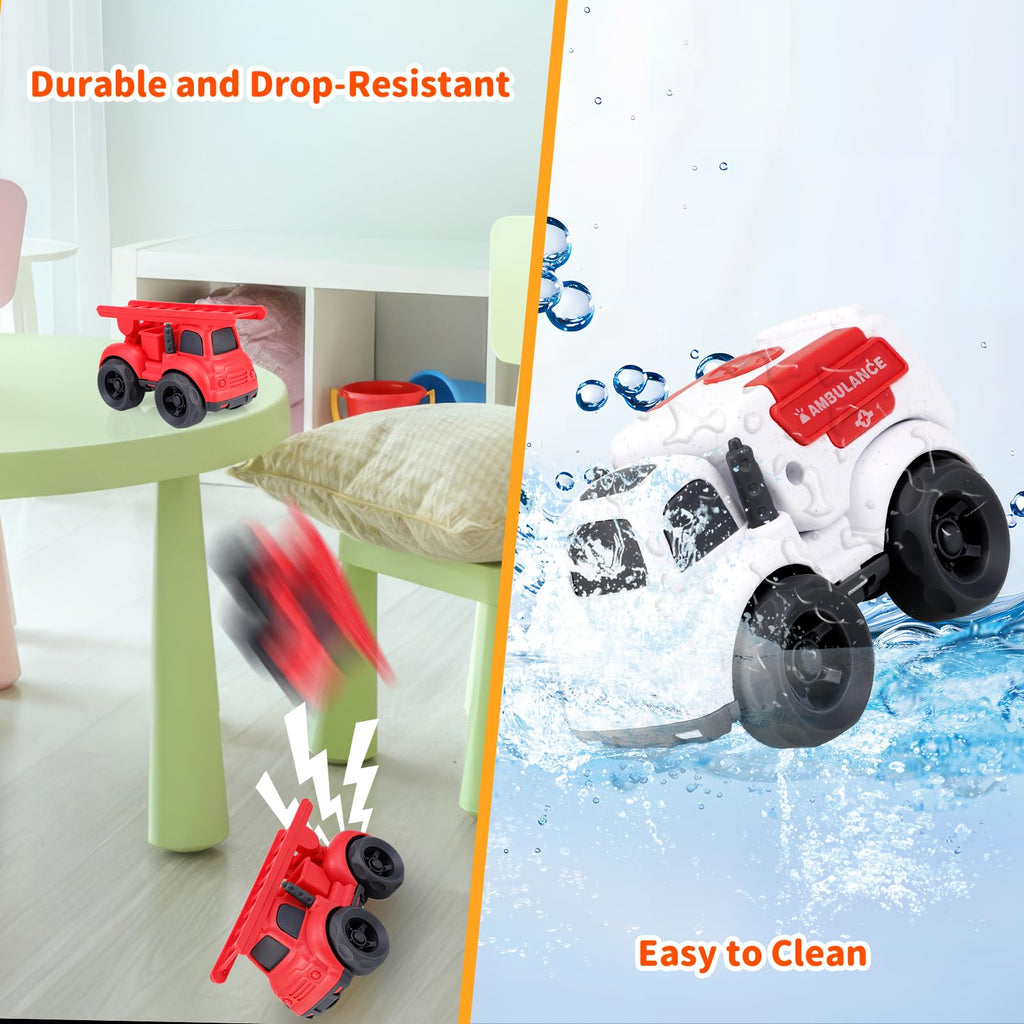 3-in-1 Rescue Toy Cars for Toddlers Ages 2-4: Police Car, Fire Truck & Ambulance – BPA-Free, Safe for Outdoor Play