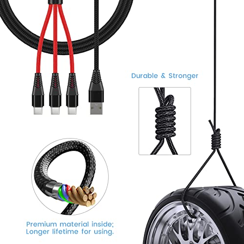3-in-1 USB-C Fast Charging Cable with 18W Wall Adapter for DJI Drones (Neo, Mini, Air, Mavic) - 4ft Braided