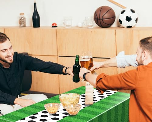 3-Pack Buryeah Soccer Party Tablecloths - Disposable Plastic Table Covers, 54 x 108 Inches, Green Grass Pattern for Tailgate and Sports Themes