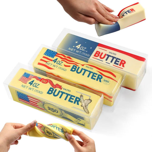 3 Pack Butter Squishy Slow Rising Stress Relief Toy - Realistic PU Foam Fidget for Adults
