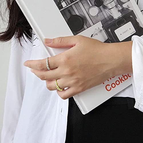 3-Pack Fidget Rings for Anxiety – Moveable Bead Spinner Rings in Stainless Steel (Silver, Gold, Rose Gold)