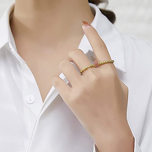 3-Pack Fidget Rings for Anxiety – Moveable Bead Spinner Rings in Stainless Steel (Silver, Gold, Rose Gold)