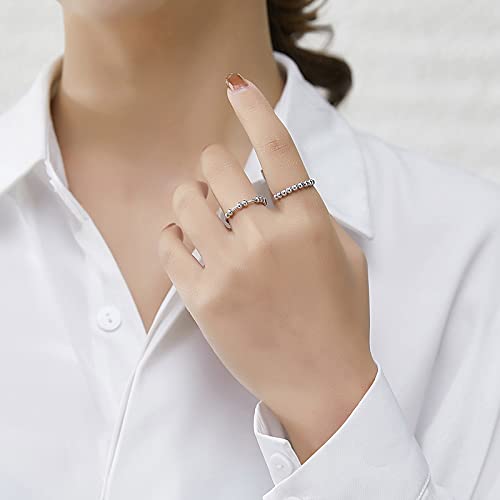 3-Pack Fidget Rings for Women – Adjustable Anxiety Rings with Spinning Beads in Silver, Gold, Rose Gold – Stainless Steel