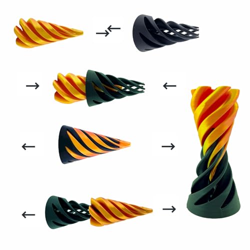 3-Pack Impossible Cone Fidget Toy Set – Spiral Cone & Impossible Pyramid for Stress Relief – PLA 3D Printed
