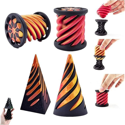 3-Pack Impossible Cone Fidget Toy Set – Spiral Cone & Impossible Pyramid for Stress Relief – PLA 3D Printed