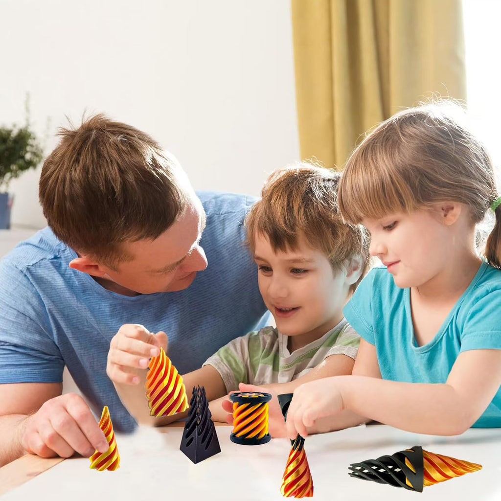 3-Pack Impossible Cone Fidget Toy Set – Spiral Cone & Impossible Pyramid for Stress Relief – PLA 3D Printed