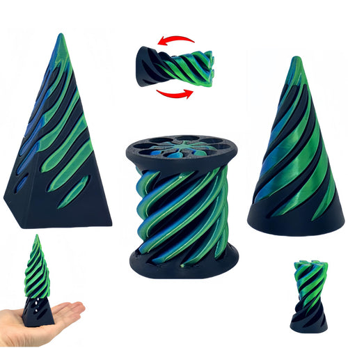 3-Pack Impossible Cone Fidget Toys (Cone, Pyramid, Spiral) – 3D Printed PLA, Stress Relief Gift