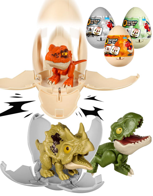 3 Pack Jumbo Dinosaur Eggs – Drop to Hatch Pop-Open Toys for Boys 3-10, Easter Basket Stuffer