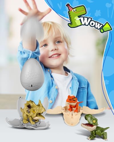 3 Pack Jumbo Dinosaur Eggs – Drop to Hatch Pop-Open Toys for Boys 3-10, Easter Basket Stuffer