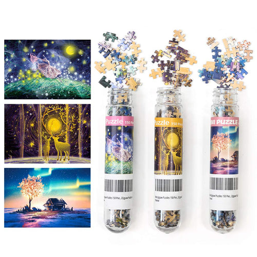 3 Pack Mini Jigsaw Puzzles 150 Pieces Each – Small 6x4 Inch Puzzles for Adults, Fun Home Entertainment and Wall Decor