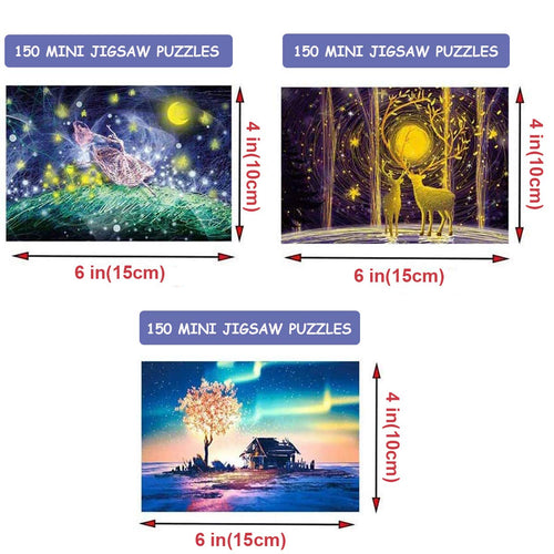 3 Pack Mini Jigsaw Puzzles 150 Pieces Each – Small 6x4 Inch Puzzles for Adults, Fun Home Entertainment and Wall Decor