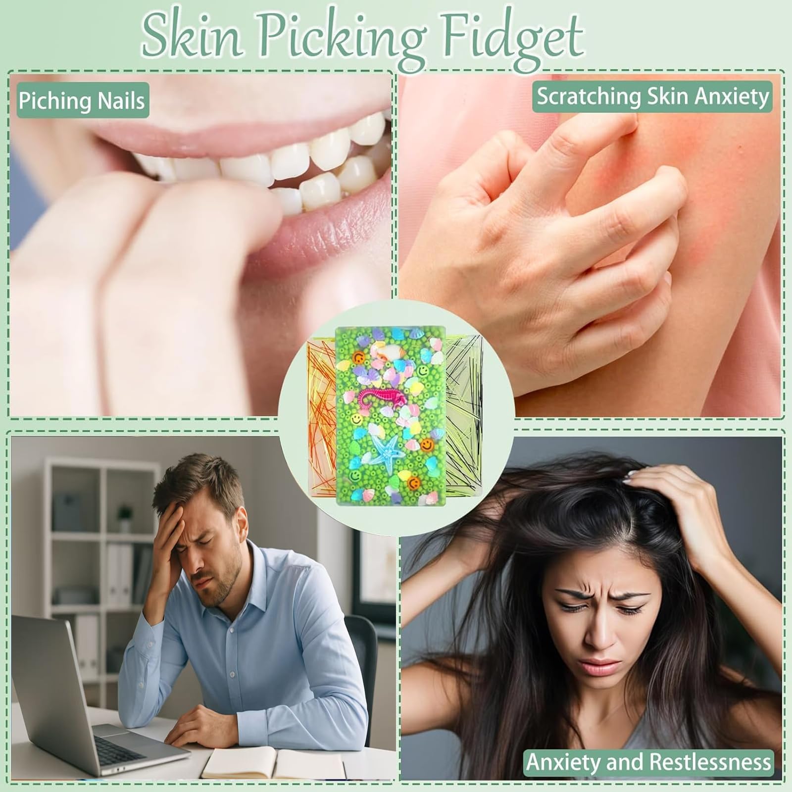 3-Pack Picky Pad – Silicone Fidget Toy for Skin Picking, Hair Pulling, and Nail Biting Relief